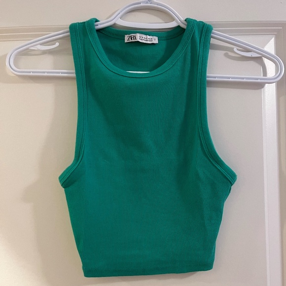 3 Zara Basic Ribbed Tanks! (blue, green, and pink) 💙💚🩷 - Picture 5 of 10